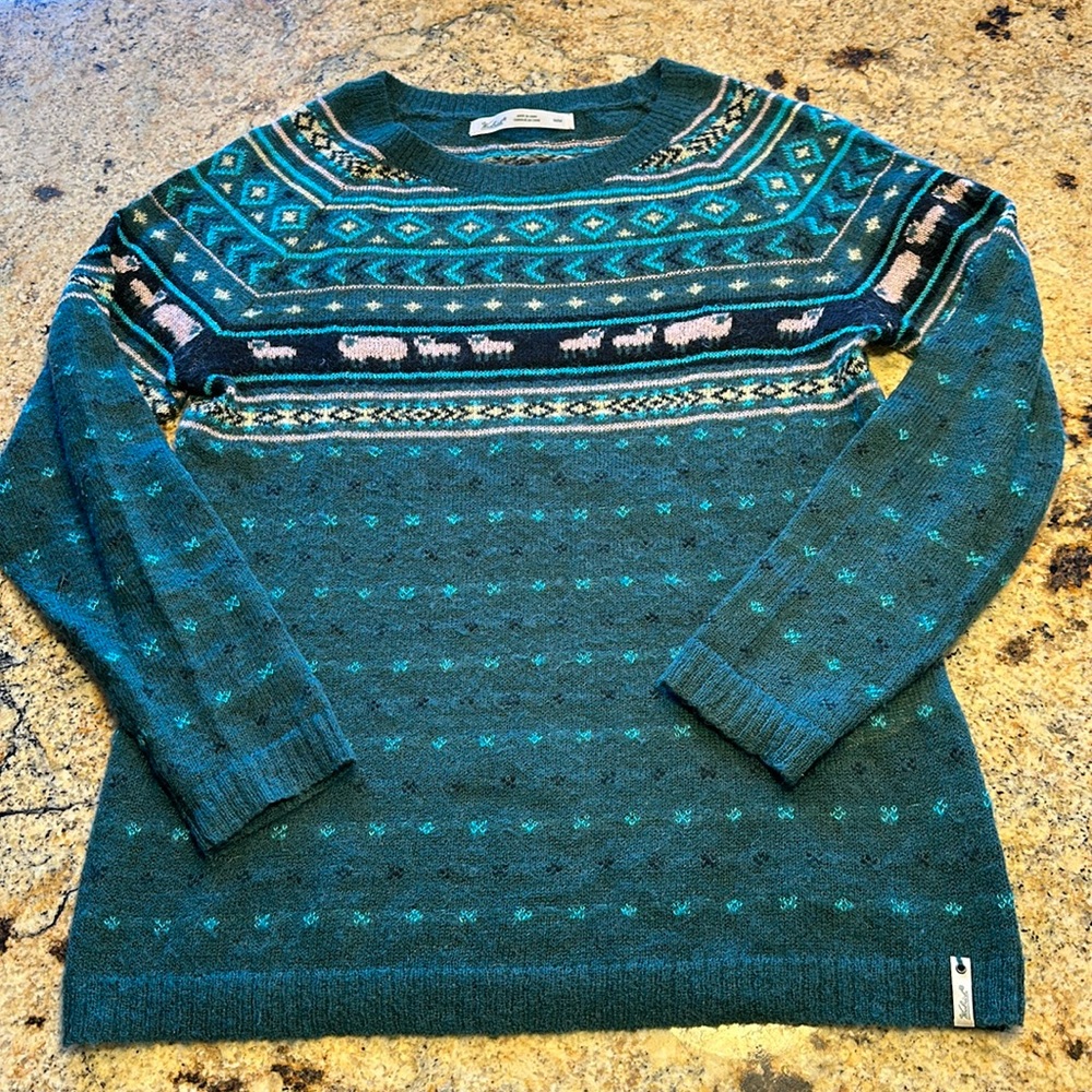 Woolrich Fair Isles Wool Mohair Blend Crew Neck Sweater